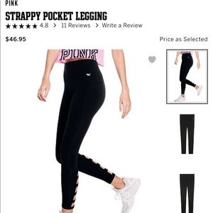 Pink pocket strapped leggings NWOT